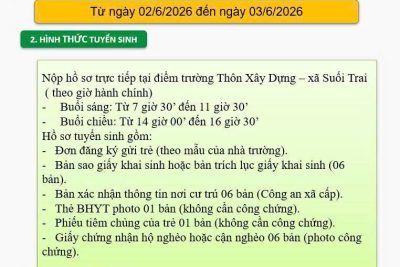THÔNG BÁO TUYỂN SINH NĂM HỌC: 2026 – 2027